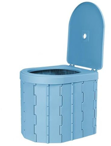 Kompakt resetoalett för vuxenpottor, lätt campingtoalett, hopfällbar utomhustoalett med lock, extra hög nödtoalett för bil,Blue,without tent