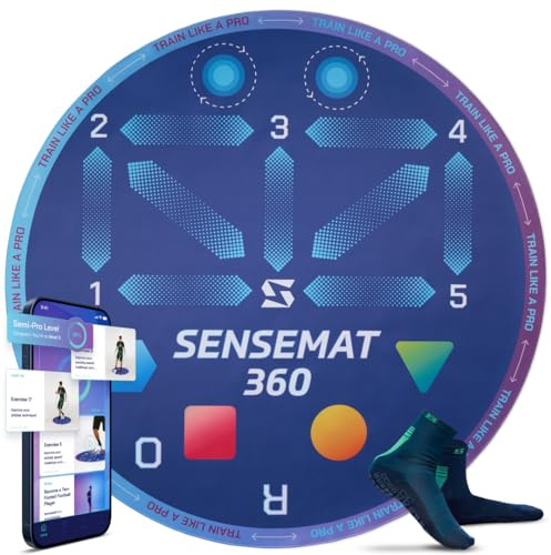 Sensemat 360 Soccer Training Mat | 360 Degree Design Non Slip Training Mat | Soccer Footwork Training | Strength & Coordination for All Ages & Levels | Improve Skills & Control with Professional Soccer Coach Program 50+ Exercise Videos
