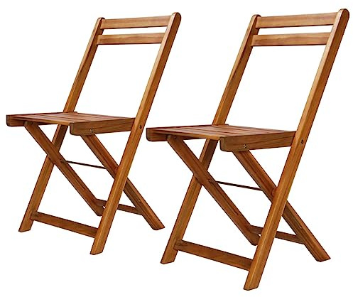 SKTQYQO Set di 2 Sedie da Bistrò Pieghevoli per Esterni in Legno Massello di Acacia Resistente alle Intemperie con Poggiapiedi e Semplice Assemblaggio per Terrazza Giardino Il titolo