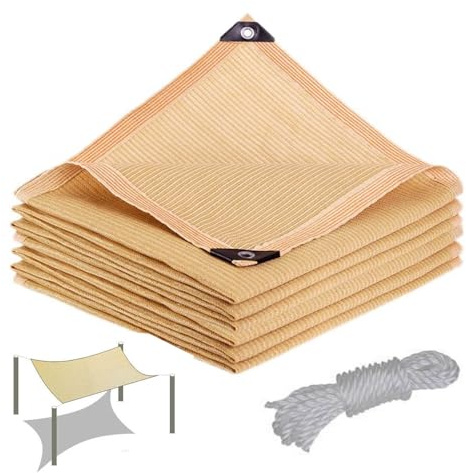 Beige 6x7m Rectangular Outdoor Shade Sail with Eyelets - UV Protection Canopy for Balcony, Garden, Pool - Breathable Sunshade Fabric, Durable Shade Cloth
