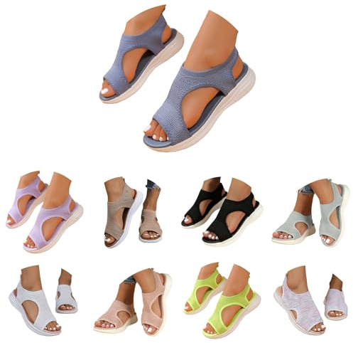 Ortopediska damsandaler, breda fötter – Slingback sommarskor, lätta vattensandaler, fiskmunssandaler, dam, ventilerande strandsandaler, mjuk fotbädd, sportsandaler, platå, tvättbara