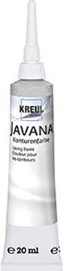 KREUL 813620 - Javana Seidenmalerei Konturenfarbe für Stoffe mit Perlglanzeffekt, 20 ml Tube mit Feinspritzdüse, silber