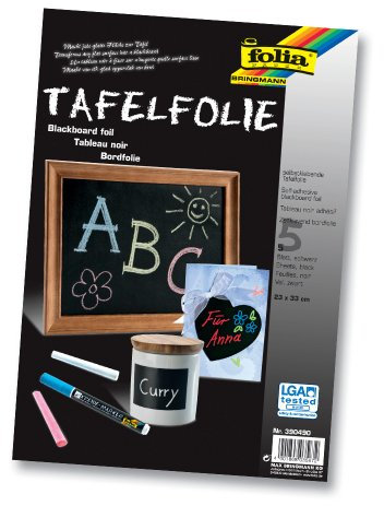 folia 390490 - Tafelfolie 135µ, 5 Blatt, 23x33 cm, schwarz, selbstklebend