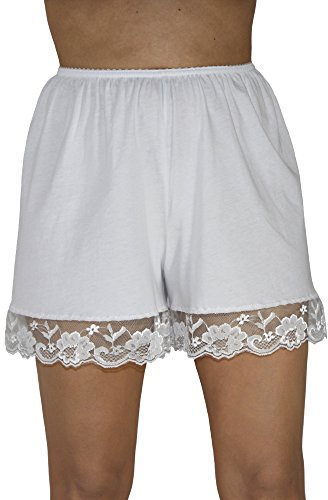 Underworks Pettipants Cotton Knit Culotte Slip Bloomers Split Skirt 4-inch Inseam Medium-White