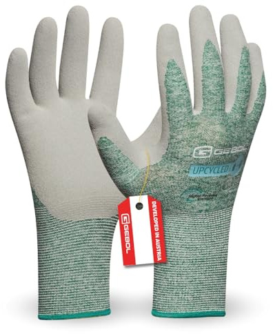 Gebol Upcycled Strong, 1 Paar Arbeitshandschuhe aus recycelten PET-Flaschen, Latex Sandy-Finish, Montage & Garten, für Herren, Gr. XL/10, Dunkelgrün