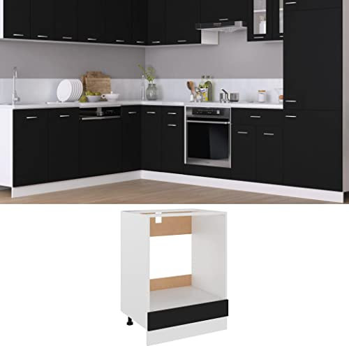 INLIFE Herdumbauschrank Schwarz 60x46x81,5 cm Holzwerkstoff,Schwarz,18KG,802498