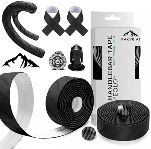 Kakveiai styrband, cycling styrband, styrband med ändpluggar, cykelstyrband för MTB vägcykel, cykelstyrband halkfritt och stötdämpande greppband för MTB vägcykel