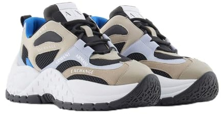 Armani Exchange Donna Vedder, Chunky Sole, Tuta con Logo, Sneaker, Mud Blue Black, 36 EU
