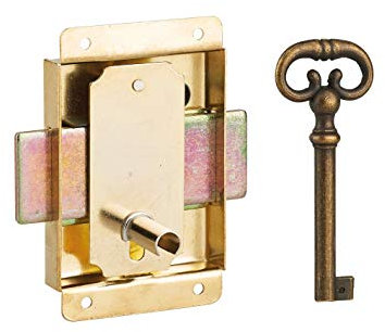 THIRARD - Serrure de meuble à pattes pour porte d'ameublement, 50mm, acier laitonné, 1 clé