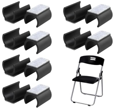 Abiyou Deslizadores de Fieltro para Sillas Oscilantes, 12 Piezas Cubierta de Pata de Silla Rectangular con Almohadilla de Fieltro, Deslizadores para Sillas con Fieltro, para Sillas Oscilantes (Negro)