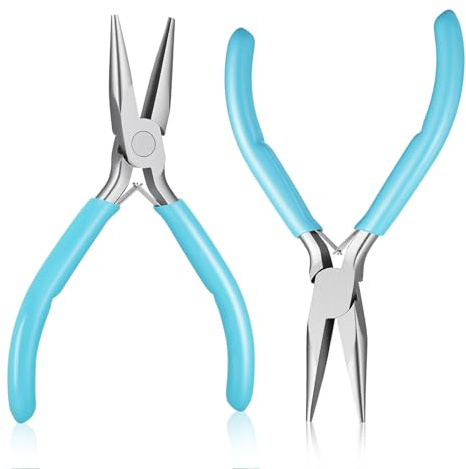 2 Pezzi Pinze a Punta per Creazione di Gioielli Piccole Pinze per Gioielli con Mascella Liscia e Impugnatura Confortevole Pinzes Artigianali per Riparazione Piegatura Fili Presa