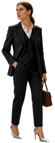 Botong Completo da donna 3 pezzi Slim Fit Business Suit per lavoro professionale Prom Wedding Smoking, Nero , XS