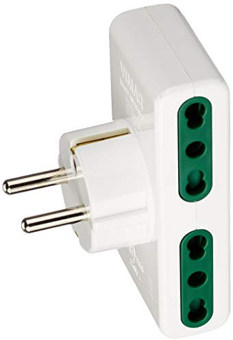 Vimar - Adaptador de enchufe Schuko + 4 tomas 10/16, Blanco