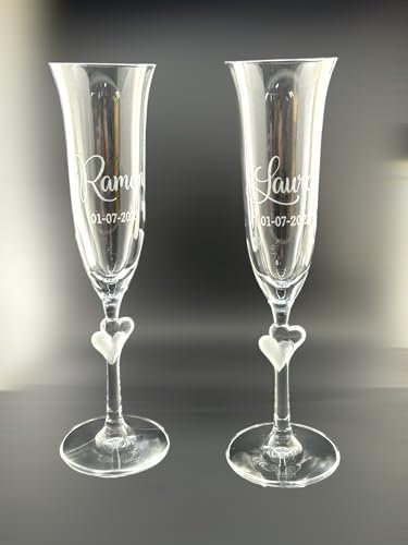 Curia Grabador Copas Boda Grabadas Personalizadas - Copa brindis para Aniversario - Copas para Novios con Nombre y Fecha - Copas de Cava para Boda con estuche incluido