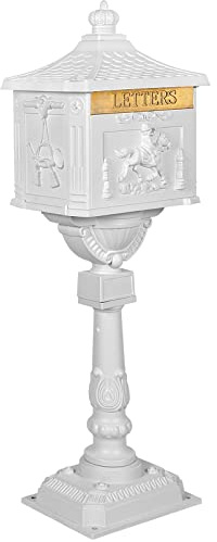Polar Aurora Mailbox Cast Aluminum White Mail Box Postal Box Security Heavy Duty New