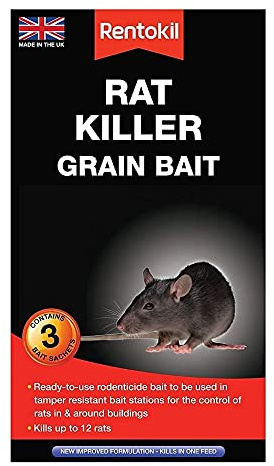 Rentokil P Rentokil PSR32 Rat Killer Grain Bait, Black, 4 x 10.5 x 18.5 cm