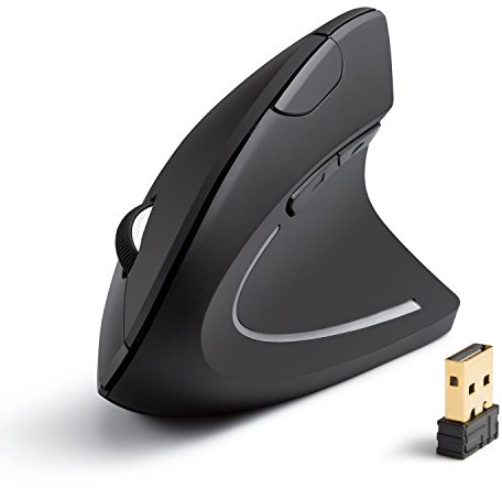 Anker 2.4G Wireless Vertical Ergonomic Optical Mouse, 800/1200 /1600 DPI, 5 Buttons for Laptop, Desktop, PC, MacBook - Black (Renewed)