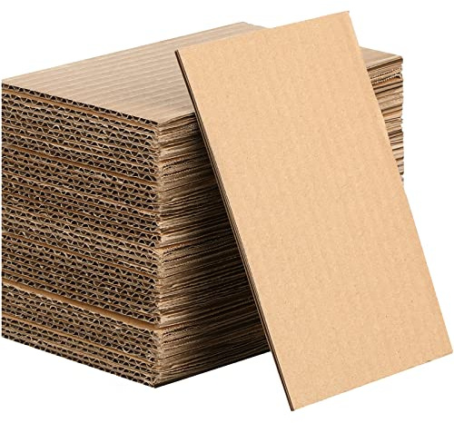 Corrugated Flat Cardboard Inserts Sheets Squares Separators for Art Projects DIY Crafts Supplies, Brown, 50 Pack (4 x 6 Inch)