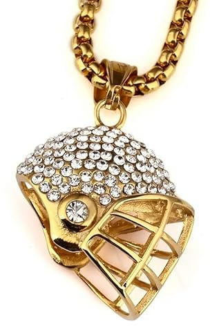 MAYIYAHO Gute Qualität American Football Helm Anhänger Halskette Titan Stahl Rugby Ball Sport Schmuck für Männer Goldene Kette