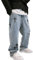 Herren Baggy Jeans Hip Hop Jeans Teenager Junge Streetwear Skateboard Y2K Hose Vintage Bedruckte Jeans Skater Skateboard Hose (Color : Blue, Size : S)