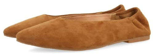 GIOSEPPO Bailarinas DE Piel Color Cuero con Punta Fina Y TALÓN Fruncido para Mujer