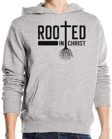 Atspauda Rooted In Christ Christian Cross Roots Graphic - Sudadera con capucha unisex de mezcla de algodón, color gris, gris, XL