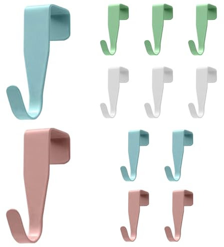 Salubohum 12 Türhaken, Bunte Haken Tür Einhängen, Türhaken zum einhängen,Kleiderhaken Tür, Haken zum einhängen,Stabile Aufhängung, Kein Bohren erforderlich, Geeignet für Standardtüren