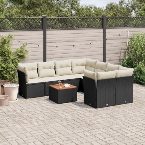 SECOLI Conjunto de muebles de jardín de ratán con espacio de almacenamiento, XXL, muebles de terraza, sofá de salón, grupo de asientos de ratán, muebles de esquina, juego de muebles de balcón, color