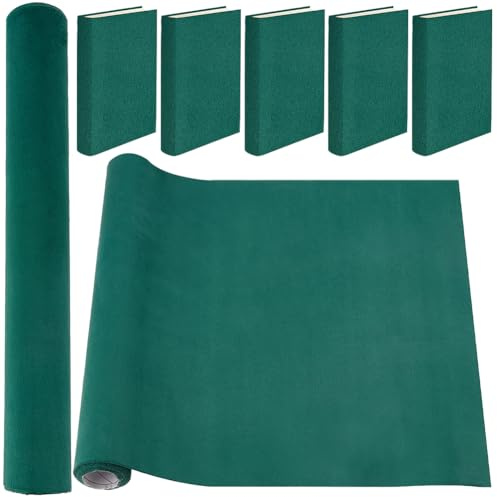 CRASPIRE Tessuto per Rilegatura di Libri In Velluto Da 51 x 11.8 pollice Superficie In Tessuto con Retro In Carta Copertina per Quaderni Verde Scuro Protezione per Rilegatura di Libri Album