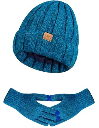 Womens Winter Beanie Warm Hat Touchscreen Gloves Set with Fleece Lined Skull Caps Gifts for Women Men