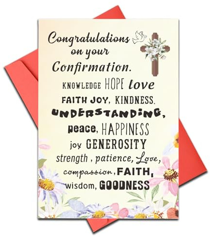 TI-EDC Confirmation Card for Teens Teenage Boys Girls Catholic Gifts Greetings Religious Confirmation Card, Catholic, Christian Easter Basket Stuffer