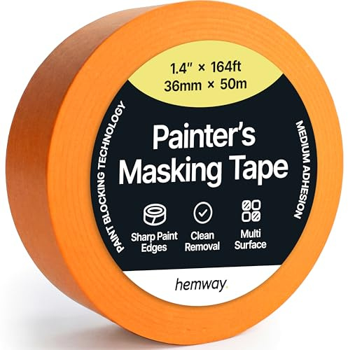 Hemway Masking Tape for Painting, Pack of 1, Orange 50m x 3.6cm Wide