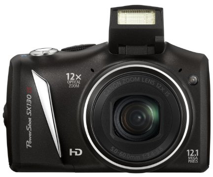 Canon PowerShot SX130 IS Digital Camera (12.1 Megapixel, 12x Zoom, 3.0 inch LCD Screen Black (Renewed)
