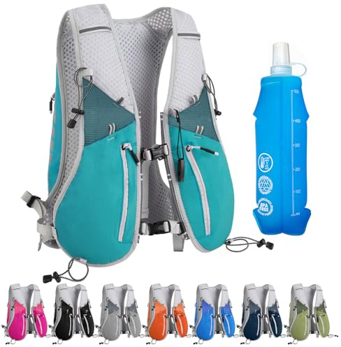 Zounich Chaleco Hidratacion Trail Running Mujer Hombre, Chaleco de Hidratación con Soft Flask 500ml, Mochila Reflectante de Maratón Ultraligero para Correr, Senderismo
