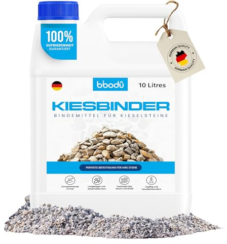 BIBODU Liant Gravier Extérieur 10L | Liant Pour Gravier | Colle Gravier Exterieur | Parfait pour Gravier, Pierres et Paillis | Utilisation sur Sentiers, Terrasses et Jardins Extérie