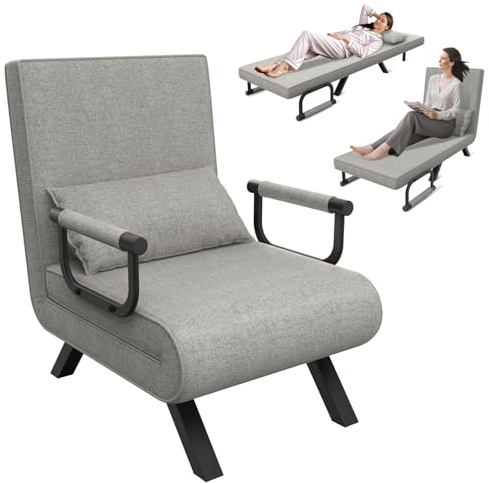 UISEBRT Sofá cama 3 en 1 gris claro | Cama de invitados plegable | Sillón con función de cama | para salón, dormitorio, balcón | soporta hasta 150 kg