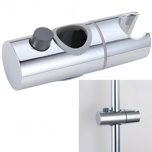 Adjustable Shower Head Holder - Universal Shower Rail Slider Bracket, 360°Rotation Pole for Bathroom,Replacement for Hand/Powerful S/hower Heads,Ch/Rome S/hower Kit Accessories,25mm