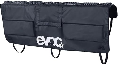 EVOC XL Tailgate Bike Pad - E-Bike Compatible, Heavy-Duty Padding for Securing Up to 6 Bikes, Foldable Rearview Camera Flap, Flexible Straps, Universal Fit for SUV & Truck, Durable Black Material, Enh