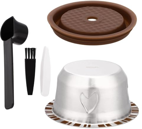 Reusable Coffee Pod Capsule Set, 80ml/2.7oz Refillable Stainless Steel Coffee Capsule Accessories Compatible with Nespresso Vertuo Next Pop/VertuoLine Plus GCA1/ Delonghi ENV135 ENV150