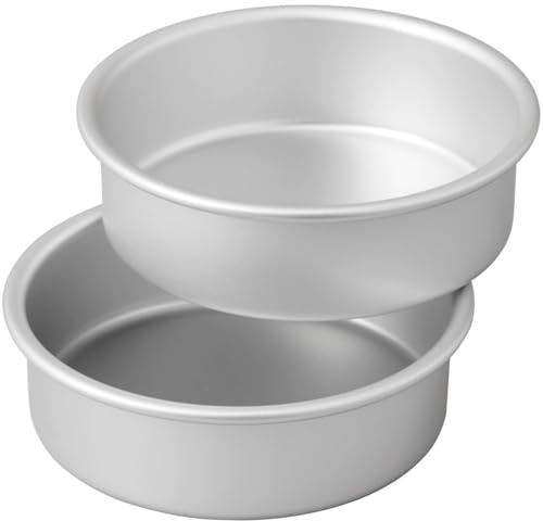 Wilton Runt kakformsset liten och hög, skiktad kakform, två runda bakformar för mer aluminium för tårtor med flera våningar, liten & Tall Layered Cake Pan Set/2