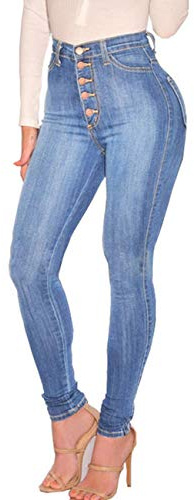 ECUPPER Womens Jeans High Waist Skinny Fit Stretch Jeans Denim Trousers with Pockets