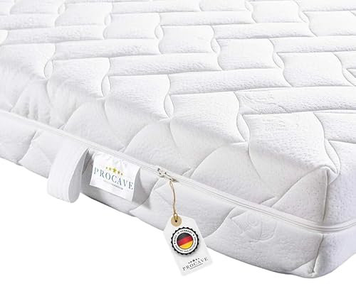 PROCAVE AloeVera Matratzenbezug versteppt, mit 4-Seiten Reißverschluss und 4 Handgriffen, 100% aus Deutschland in 90x220 cm für Matratzen-Höhe 18cm