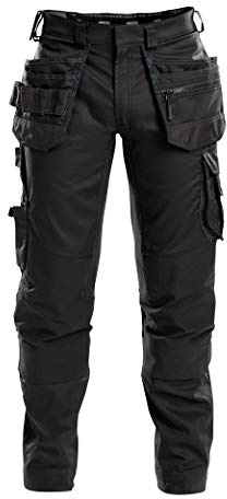 DASSY® FLUX Stretch-Arbeitshose mit Holstertaschen und Kniepolstertaschen - Größe 46 - SCHWARZ