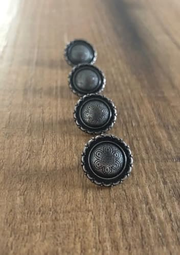 silber antik Knöpfe Metall mit auffällig schönem Rand made in Germany 15mm oder 20mm (5 Stück) (15mm)
