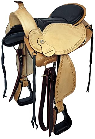 A&M Reitsport Selle western Michigan Eco sans arbre en cuir de buffle, taille : 17