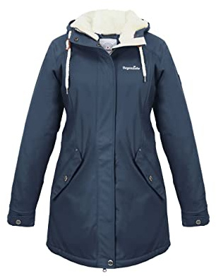 Regenliebe Damen Regenmantel Friesennerz mit Teddyfleece gefüttert, Größe:42, Farbe:navy
