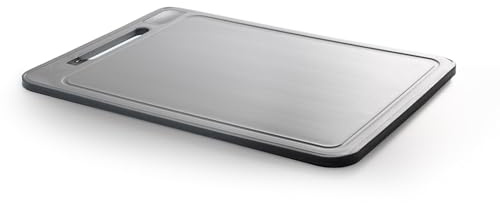 Coolinato 2 in 1 Schneidebrett und Auftauplatte, Auftaubrett mit Aluminiumkern, Schneidbrett aus Kunststoff mit Saftrinne 36,5x25cm