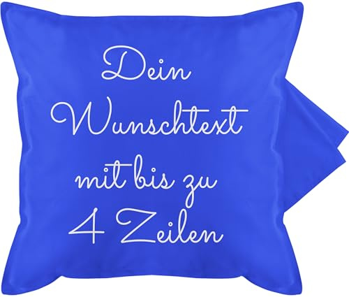 Kissenbezug - Aufdruck selbst gestalten - Wunschtext I Geschenk personalisiert - 50 x 50 cm - Blau - Kissen Personalisieren Text namenskissen personalisierte Bedruckt kuschelkissen selber Schrift