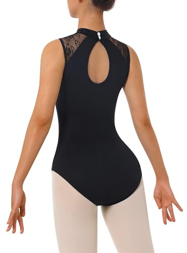 Mulnall Women Lace Ballet Dance Leotard Adult Dancewear | elegant lace detailing, opaque front lining, breathable stretch fabric, open back for flexible movement