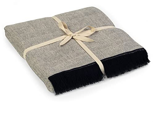 Yoga Studio Two Toned Cotton Yoga Blanket Great for Meditation & Relaxation - 142cm x 205cm (Two Toned - Navy)